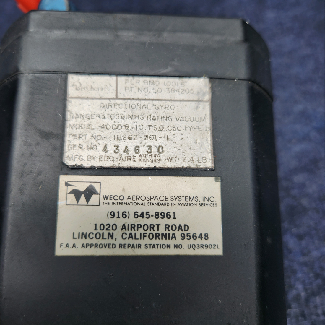 Used aircraft parts for sale, 1U262-001-10 Edo-Air CESSNA C172RG DIRECTIONAL GYRO