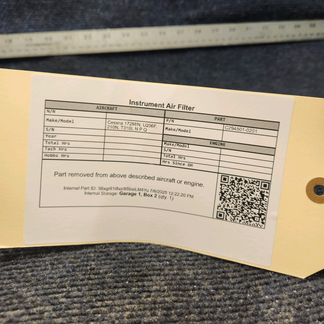 Used aircraft parts for sale, C294501-0201 Cessna 172M/N, U206F, 210N, T310L N P Q Instrument Air Filter