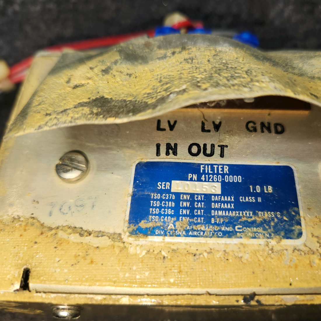 Used aircraft parts for sale, 41260-0000 ARC cessna 172N Line Filter