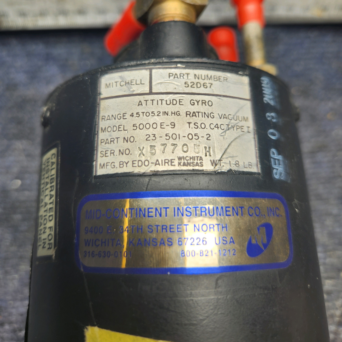 Used aircraft parts for sale, 23-501-05-2 EDO-AIRE AUTOPILOT ATTITUDE GYRO HORIZON INDICATOR