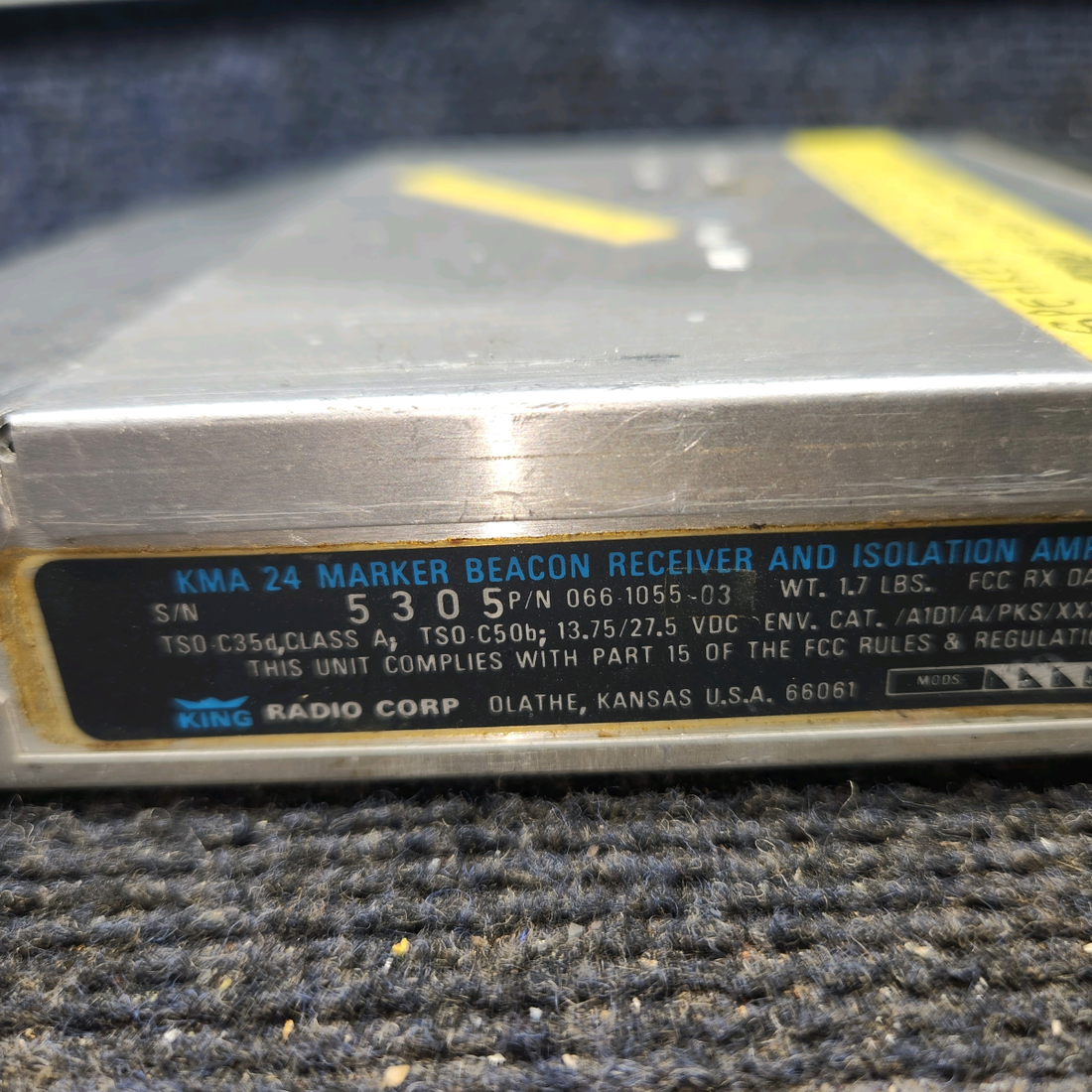 Used aircraft parts for sale, 066-1055-03 King KMA-24 Audio Panel