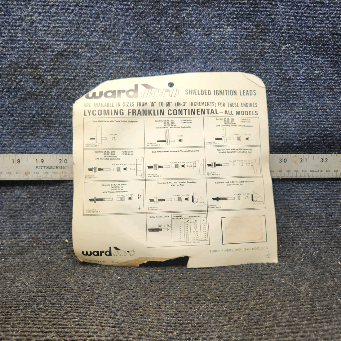 Used aircraft parts for sale, 100-33 Ward Aero 100 Series Continental, Lycoming Repair Kit for Ignition Leads