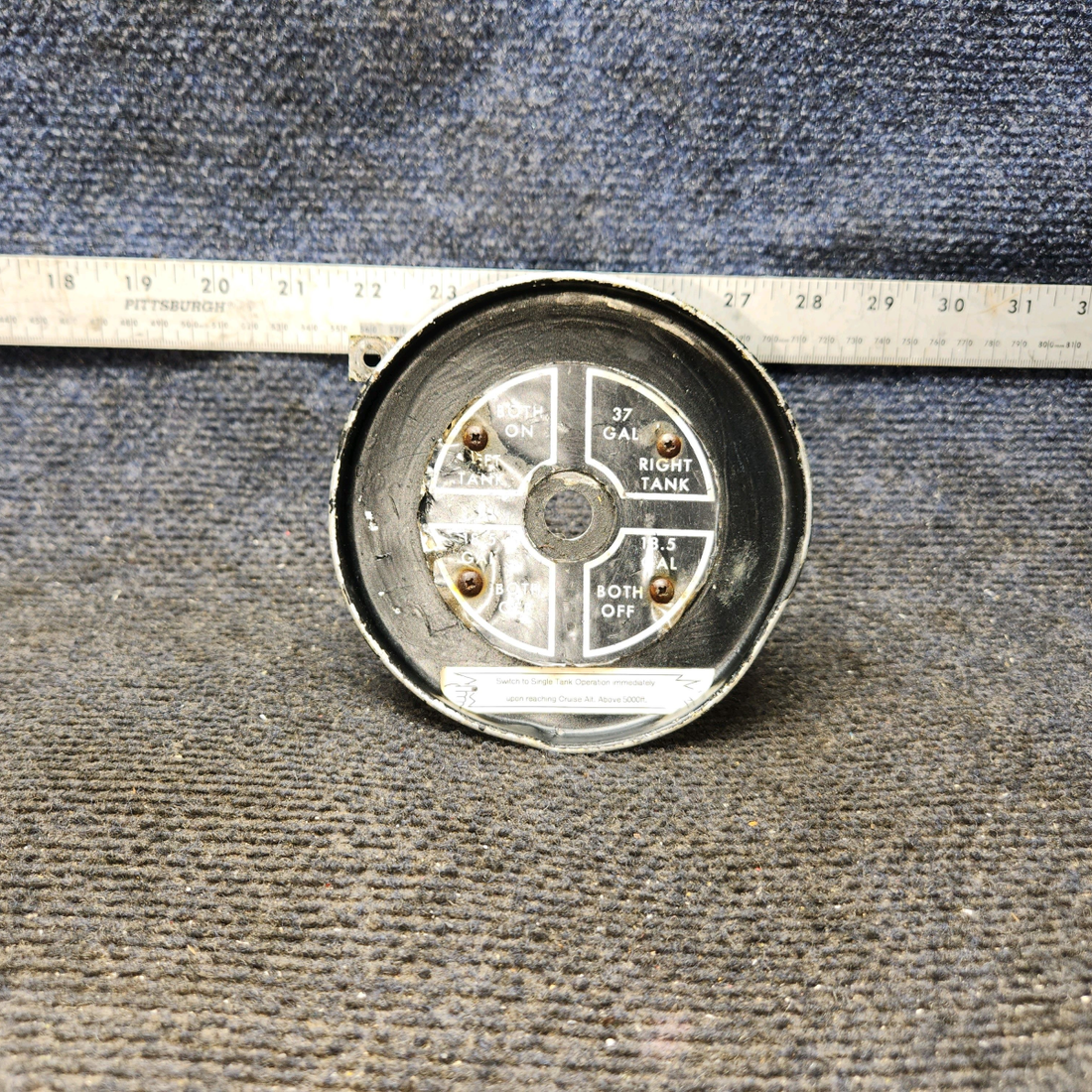 Used aircraft parts for sale, 0511198 Cessna 172 Fuel Selector Cup with Placard