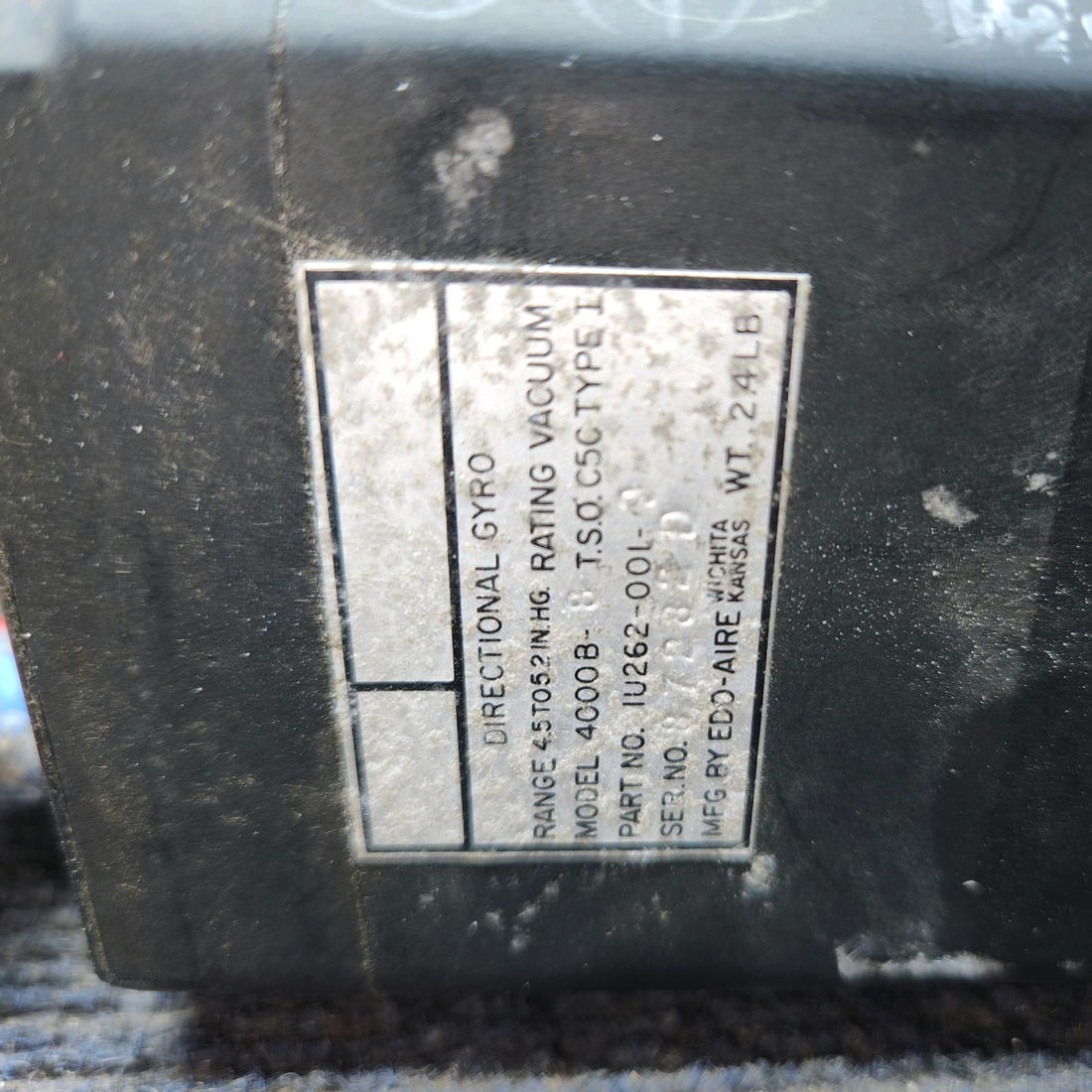 Used aircraft parts for sale, 1U262-001-9 Edo-Air 4000B-8 Cessna 172F Directional Gyro Indicator