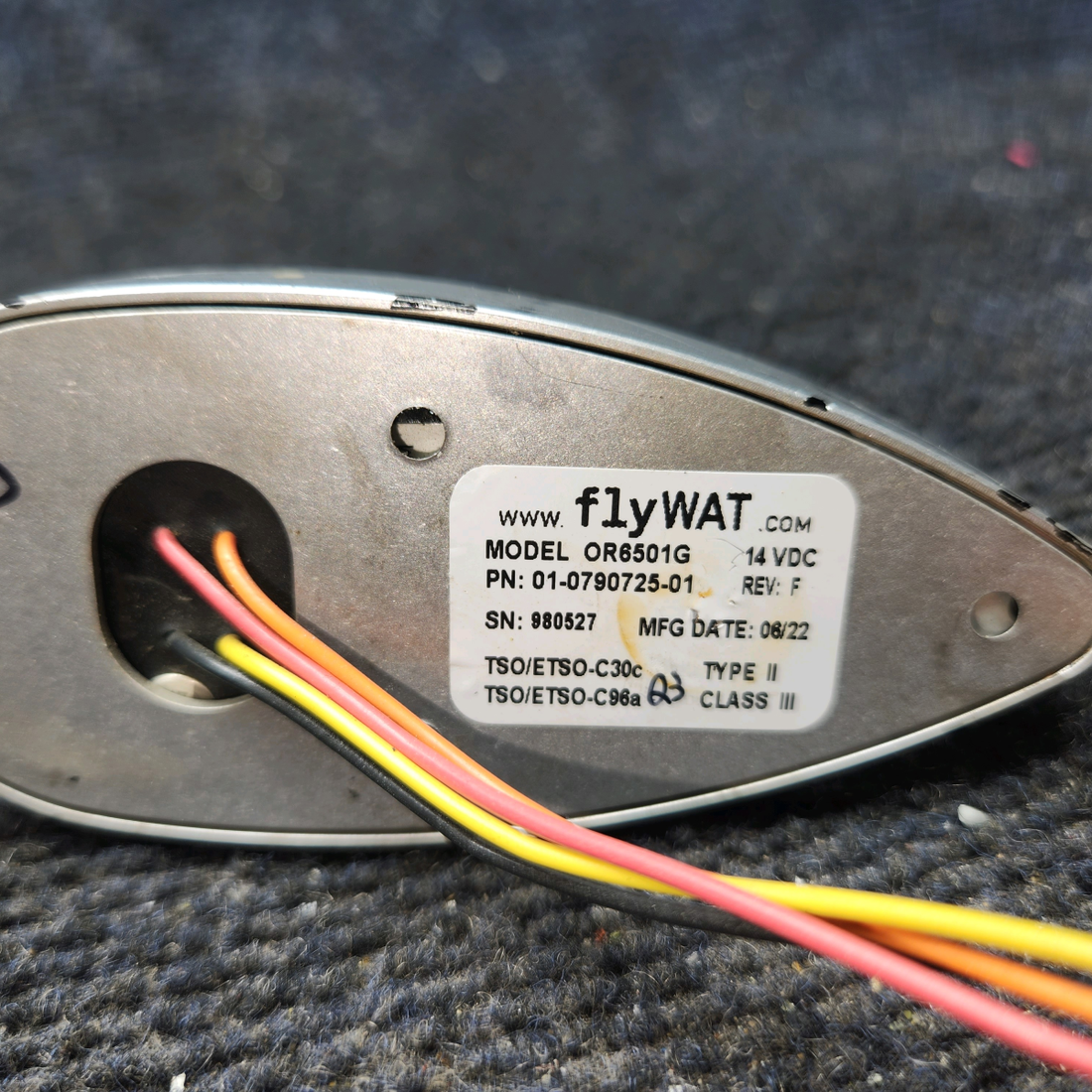 Used aircraft parts for sale, 01-0790725-01 WHELEN OR6501G Piper PA28-161 Anti-Collision Wingtip Light Green 14V