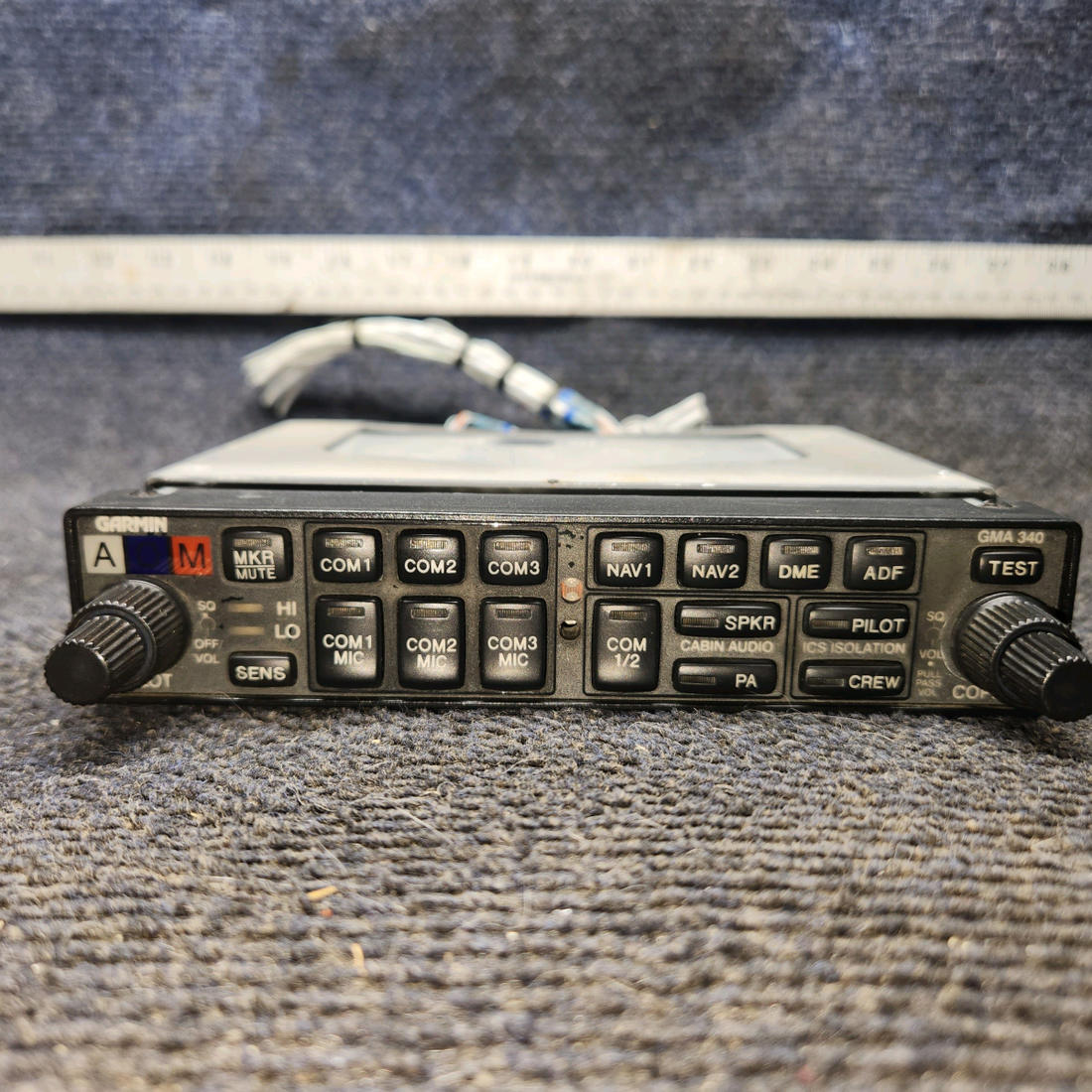 Used aircraft parts for sale, 011-00401-10 Garmin GMA-340 cessna 172k Audio Panel with Tray and Connectors