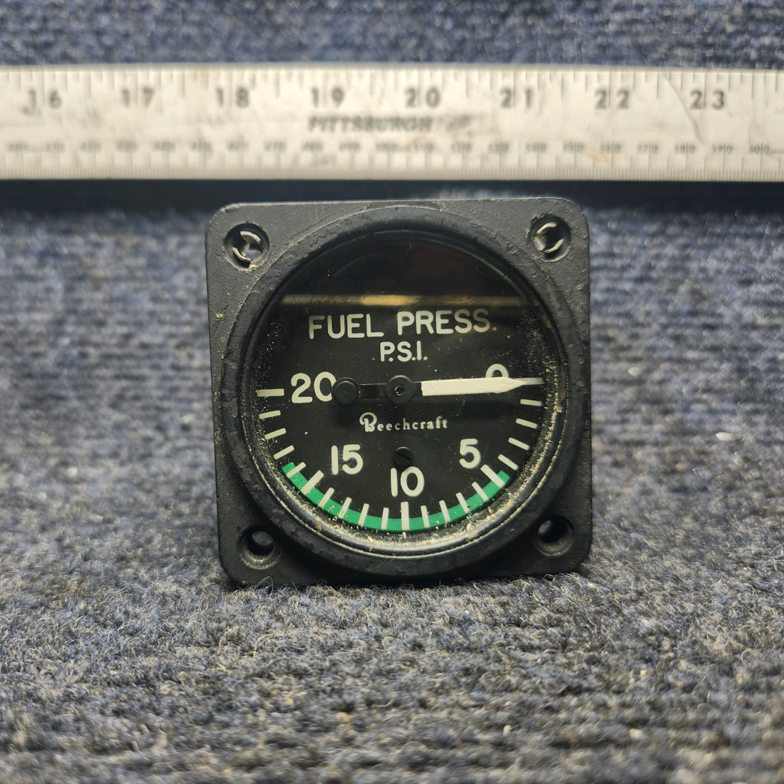 Used aircraft parts for sale, 169-380018-1 Beechcraft A23A Musketeer Custom III FUEL PRESSURE INDICATOR
