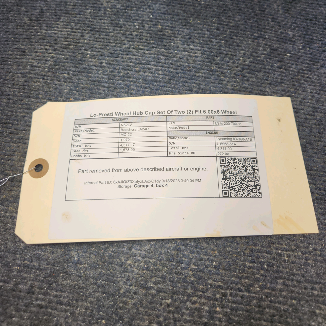 Used aircraft parts for sale, LSM-200-700-11 LoPresti Beechcraft A24R Wheel Hub Cap Set Of Two (2) Fit 6.00x6 Wheel