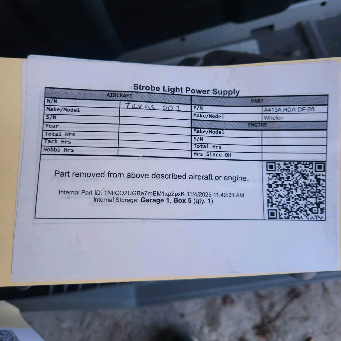 Used aircraft parts for sale, A413A,HDA-DF-28 Whelen A-413 Strobe Light Power Supply
