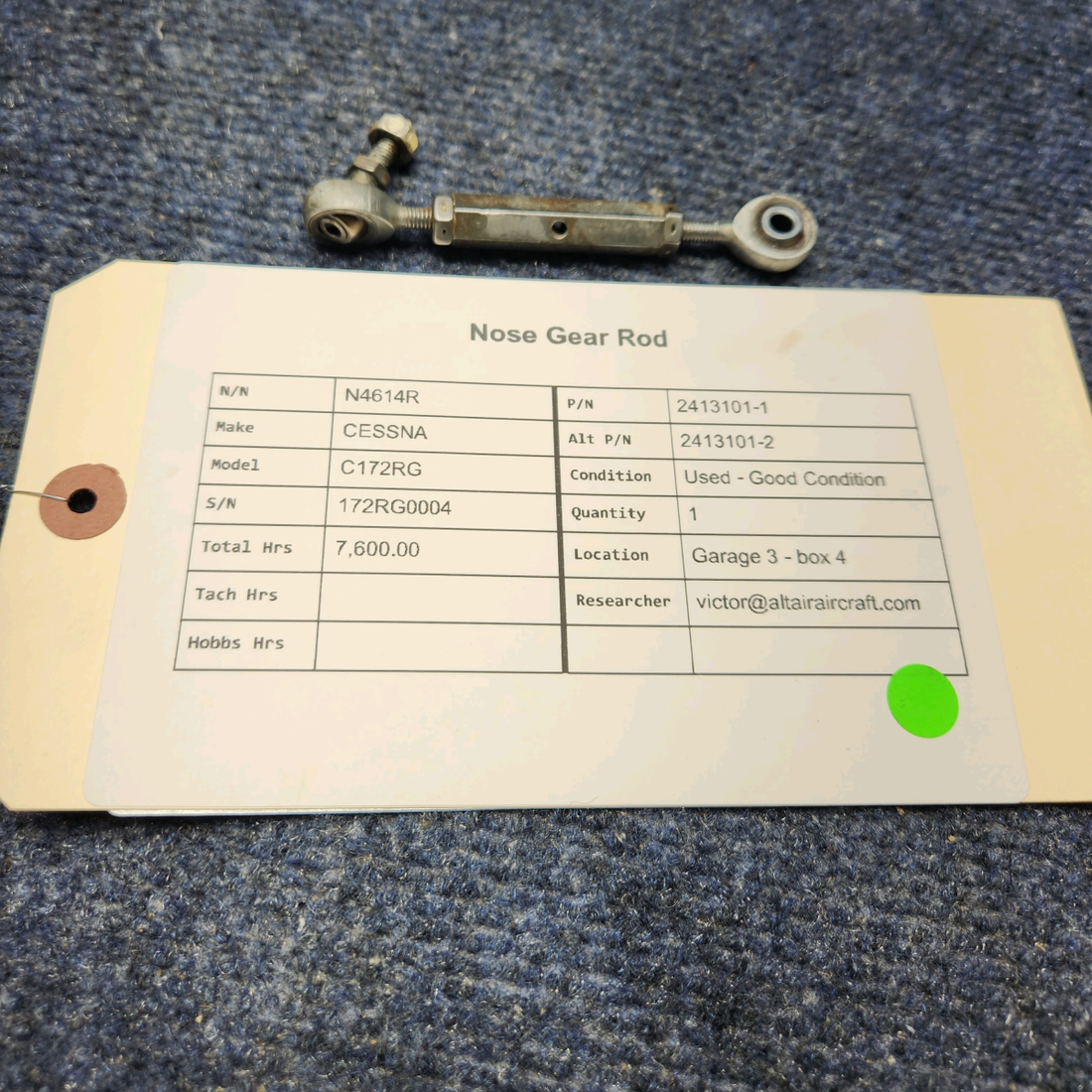 Used aircraft parts for sale, 2413101-1 CESSNA C172RG NOSE GEAR ROD