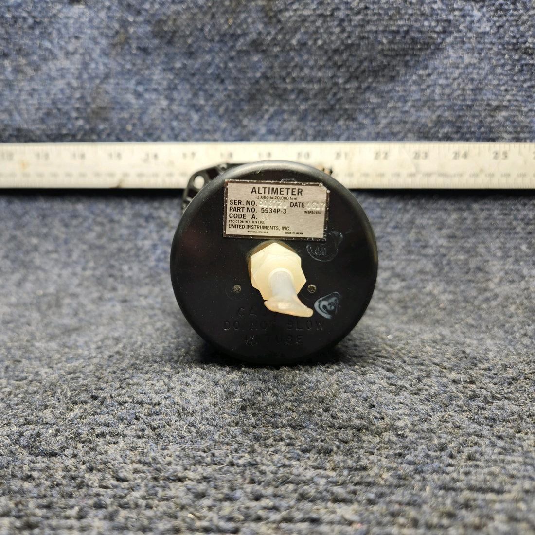 Used aircraft parts for sale, 5934P-3 United Instruments Beechcraft A24R Altimeter Indicator (Code: A.83)Manufactured Sep/17