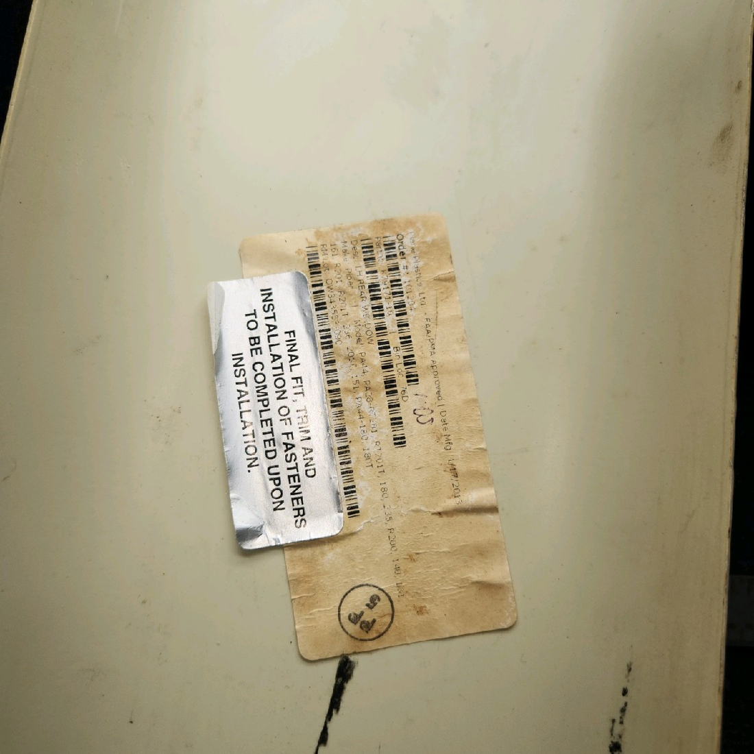 Used aircraft parts for sale, 79171-010 piper PA-28-181 Rear LH Window Frame Cover