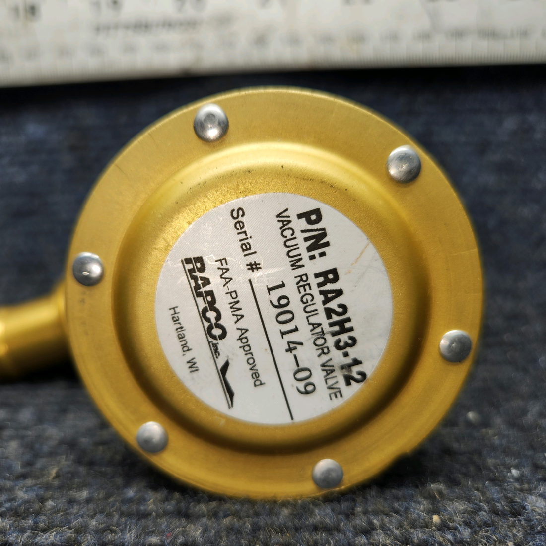 Used aircraft parts for sale, RA2H3-12 Rapco PIPER PA-24-250 Vacuum Regulator Valve
