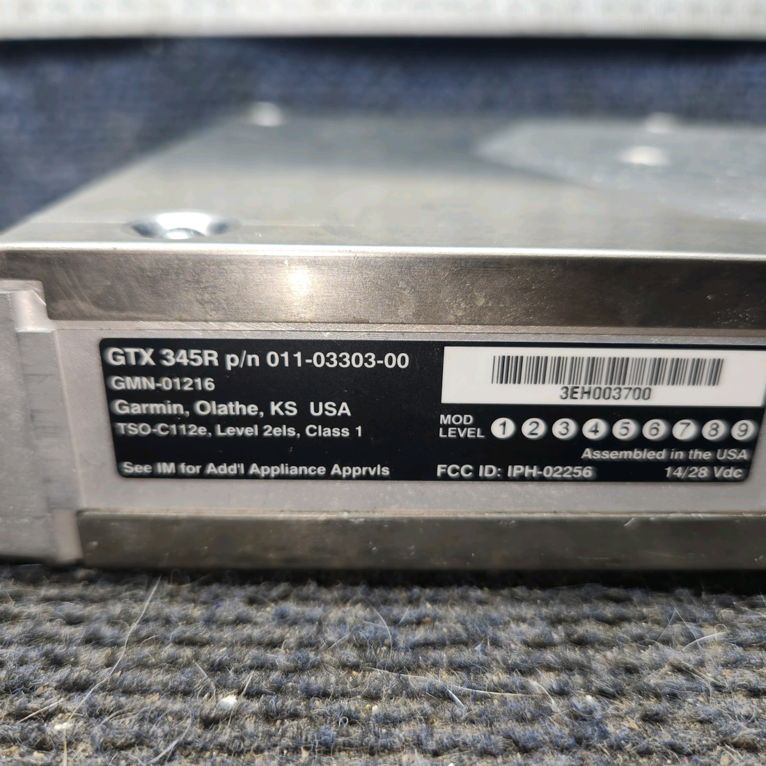 Used aircraft parts for sale, 011-03303-00 Garmin GTX 345R piper PA-28-181 ADS-B In/Out Transponder w/ Tray & Connector