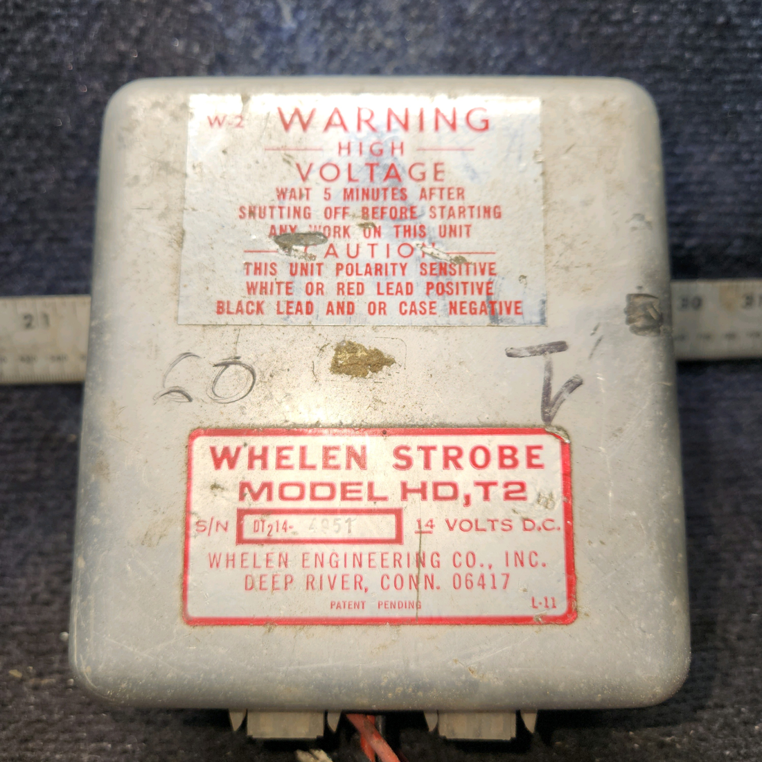 Used aircraft parts for sale, A413,T2-14 Whelen A413 Strobe Light Power Supply (14V)