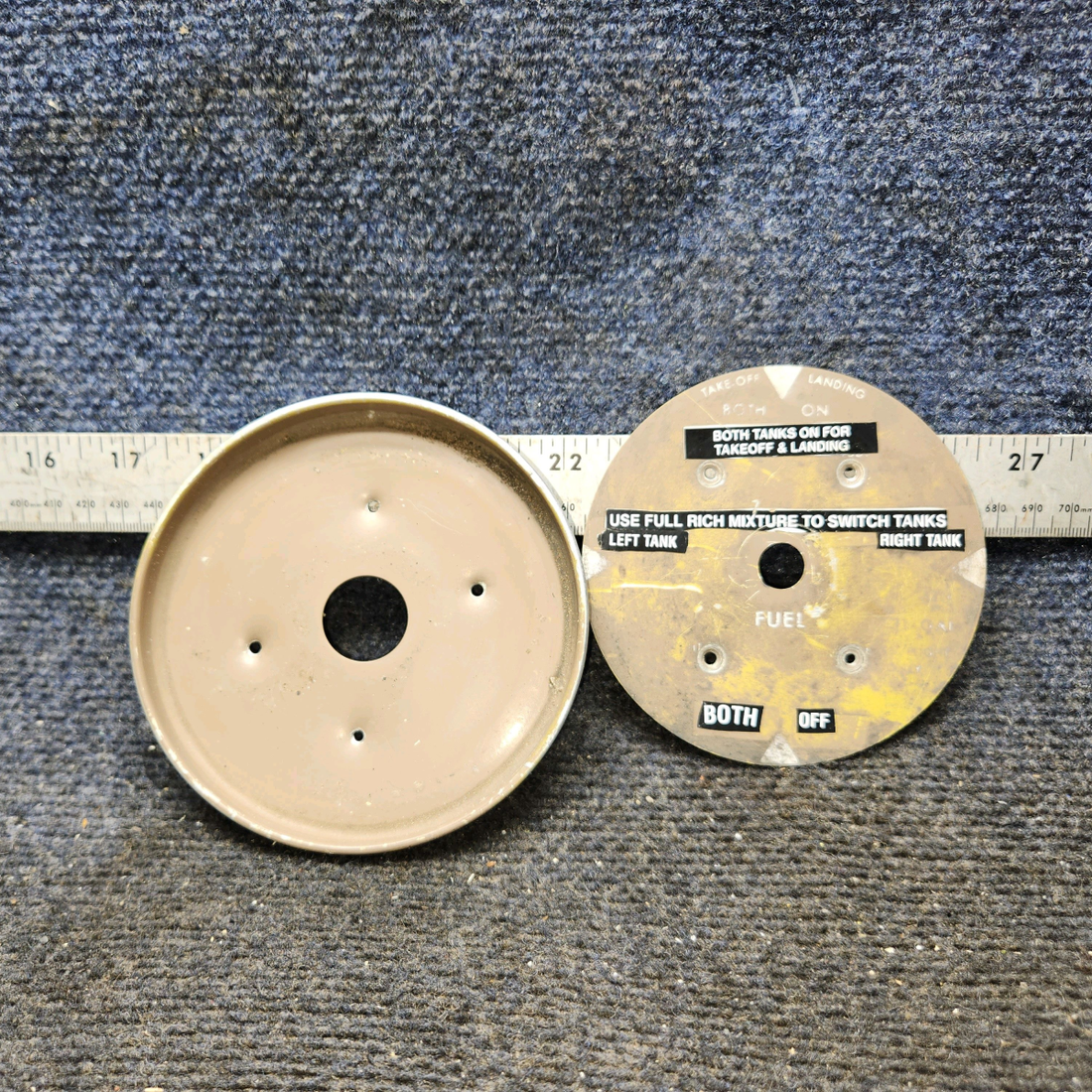 Used aircraft parts for sale, 0511198 Cessna 182G Fuel Selector Cup and Placard