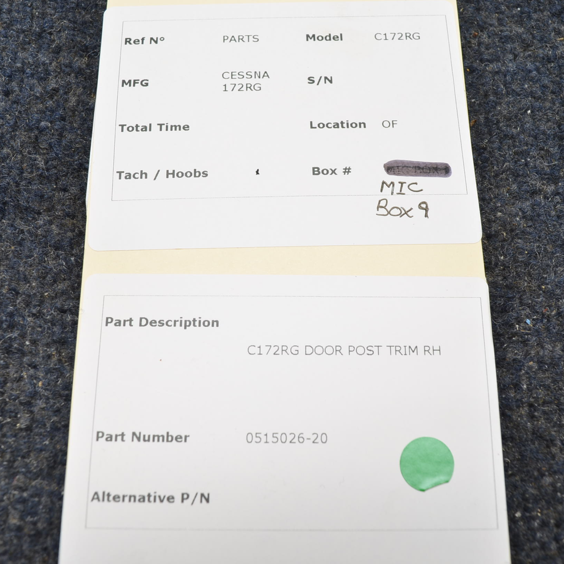 Used aircraft parts for sale, 0515026-20 Cessna 172RG DOOR POST TRIM RH