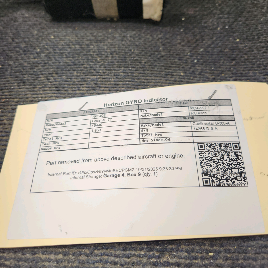 Used aircraft parts for sale, RCA22-7 RC Allen Cessna 172 Horizon GYRO Indicator