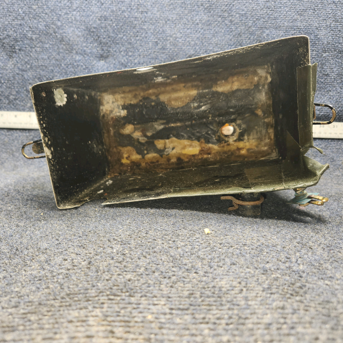 Used aircraft parts for sale, 169-364010-637 Beechcraft A24R Battery Box Assembly W Lit Has fiberglass repair on the Bottom