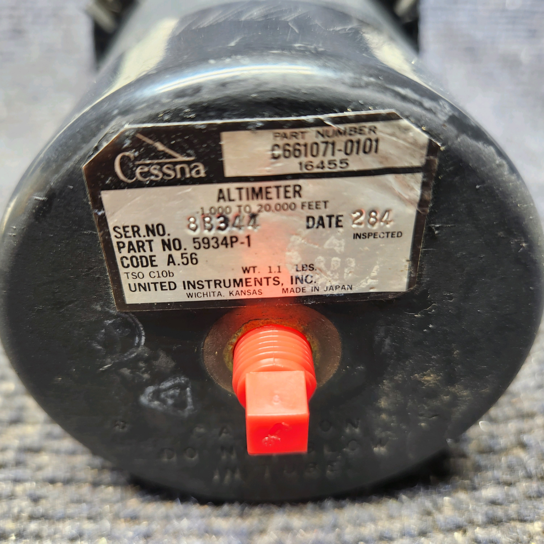Used aircraft parts for sale, C661071-0101 United Instruments 5934P-1 Cessna 172 Altimeter