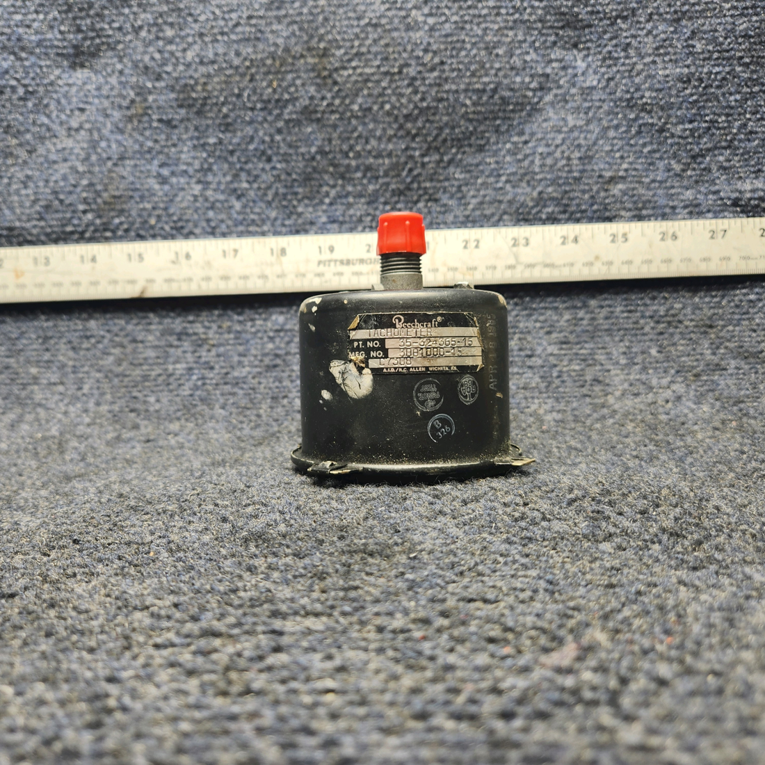 Used aircraft parts for sale, 35-324365-15 Beechcraft A24R Tachometer Indicator TT 1584.31