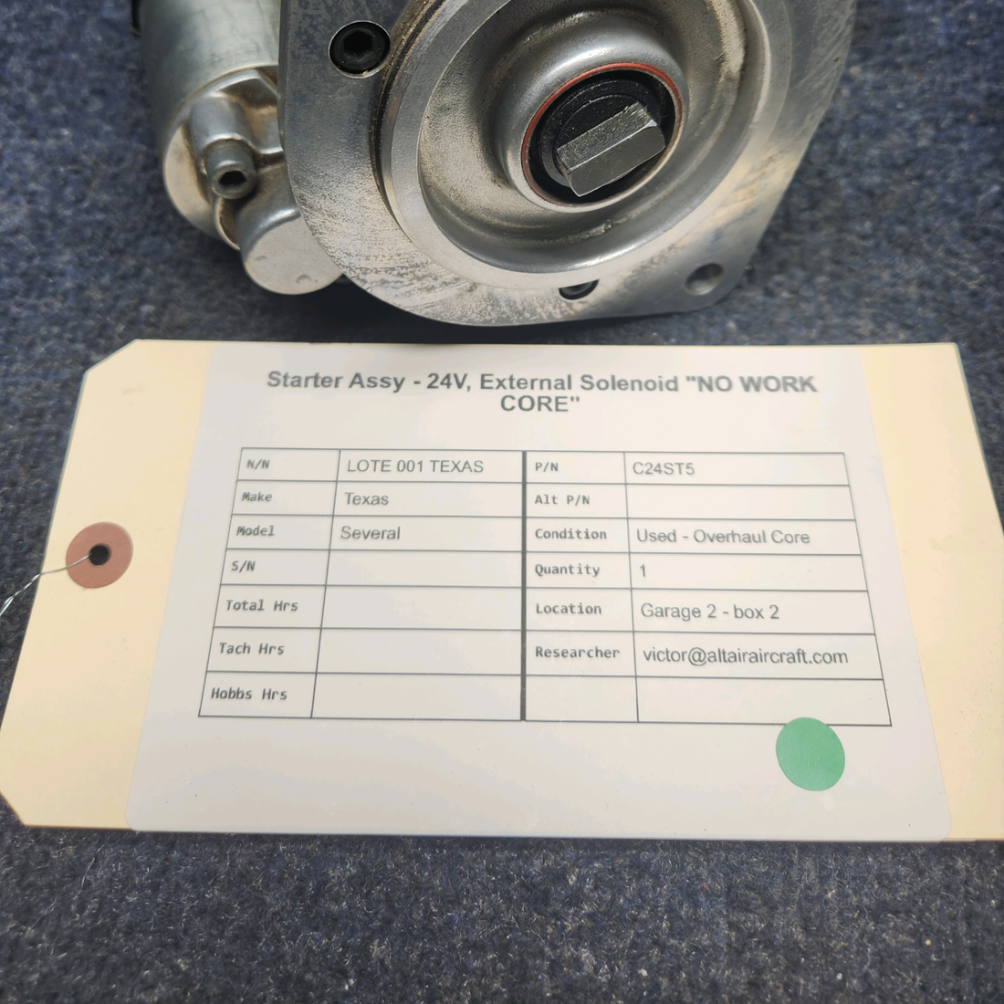 Used aircraft parts for sale, C24ST5 Sky-Tec  [part_model] Texas Several STARTER ASSY - 24V, EXTERNAL SOLENOID NOT WORKING CORE