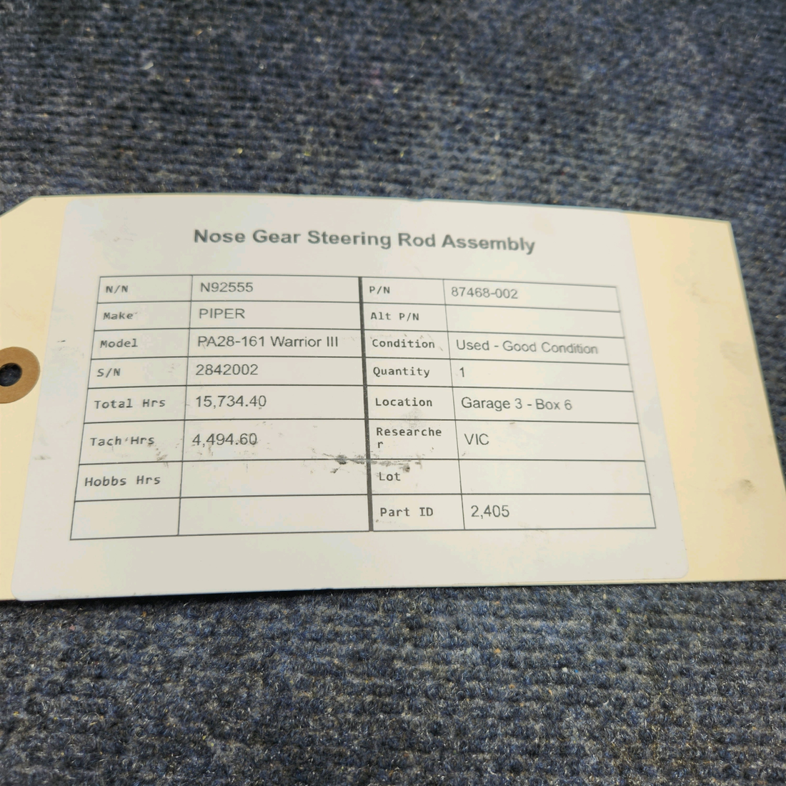 Used aircraft parts for sale, 87468-002 PIPER PA28-161 Warrior III NOSE GEAR STEERING ROD ASSEMBLY