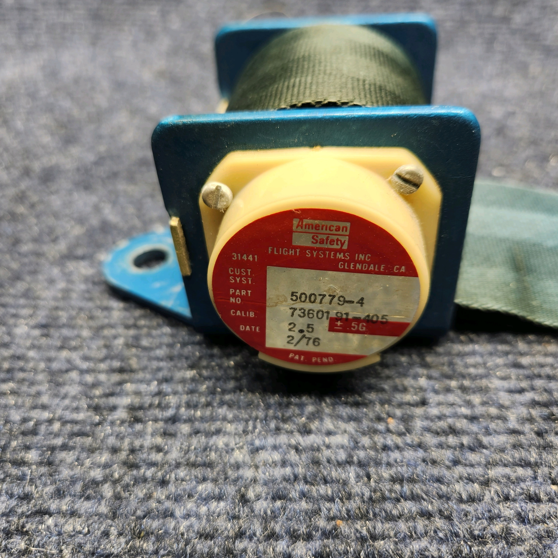 Used aircraft parts for sale, 7360191-405 America Safety Beechcraft C23 SUNDOWNER INERTIA REEL SEATBELT ASSY