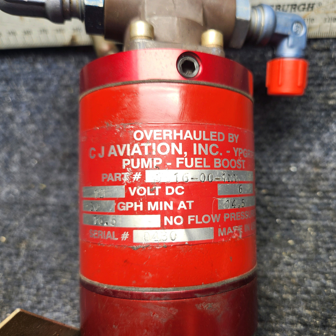 Used aircraft parts for sale, 1816-00-1NV Dukes Beechcraft A24R Dukes Fuel Pump (Volts: 12, Amps: 6)