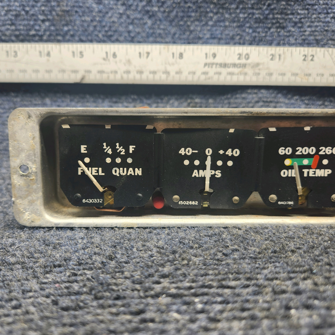 Used aircraft parts for sale, 169-380036-3 Beechcraft A23A Musketeer Custom III ENGINE GAUGE CLUSTER ASSEMBLY