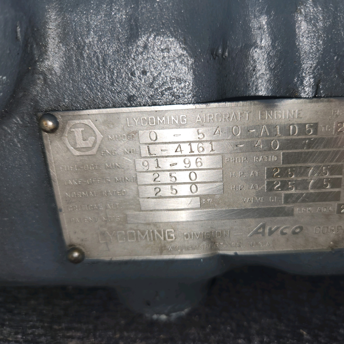 Used aircraft parts for sale, LW-13901 Lycoming O-540-A PIPER PA-24-250 Oil Sump Assembly