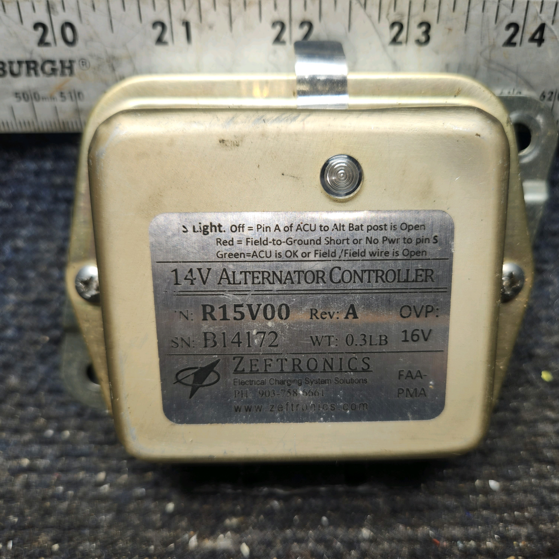 Used aircraft parts for sale, R15V00 Zeftronics cessna 150G 14V Alternator Controller