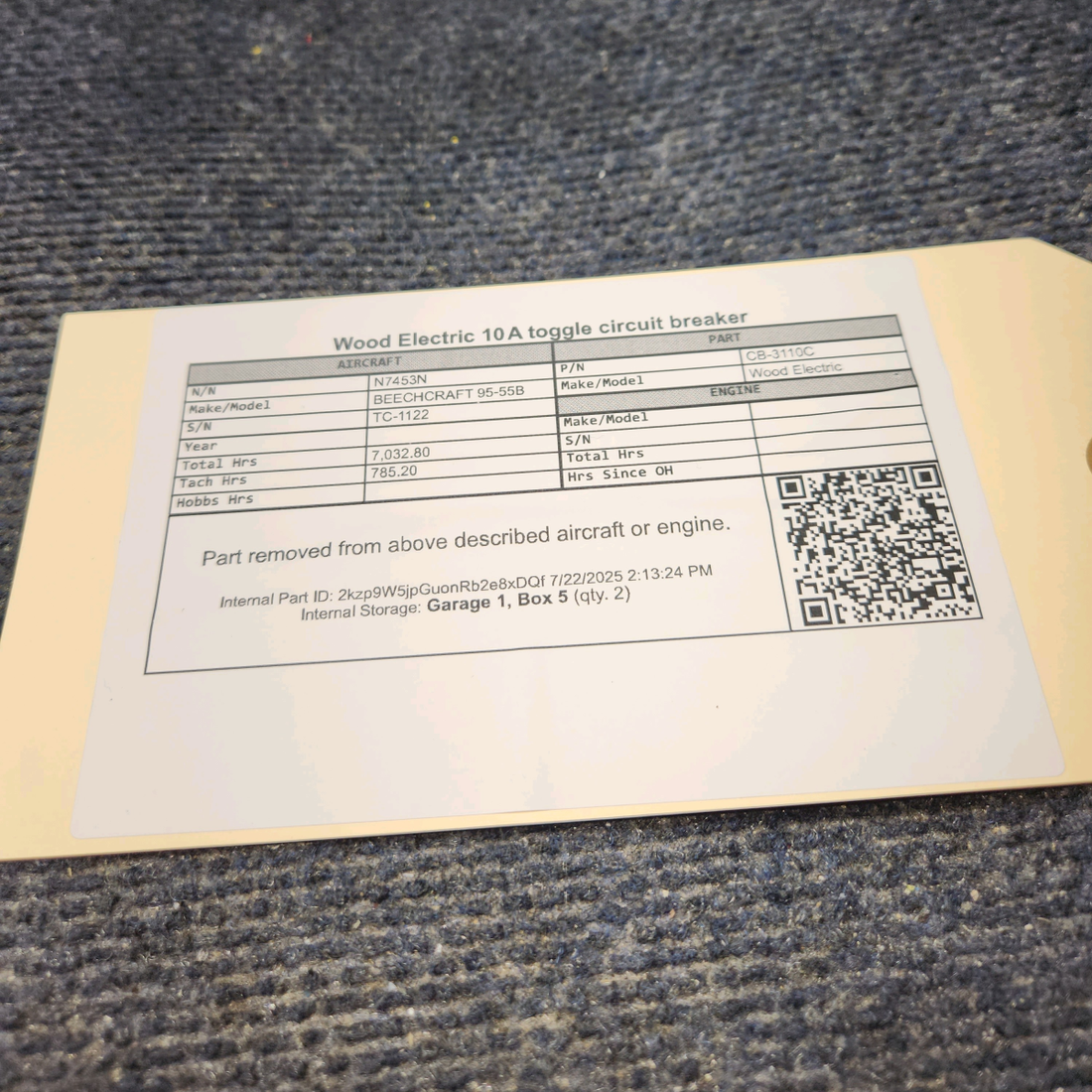 Used aircraft parts for sale, CB-3110C Wood Electric BEECHCRAFT 95-55B Toggle Circuit Breaker – Price per Each