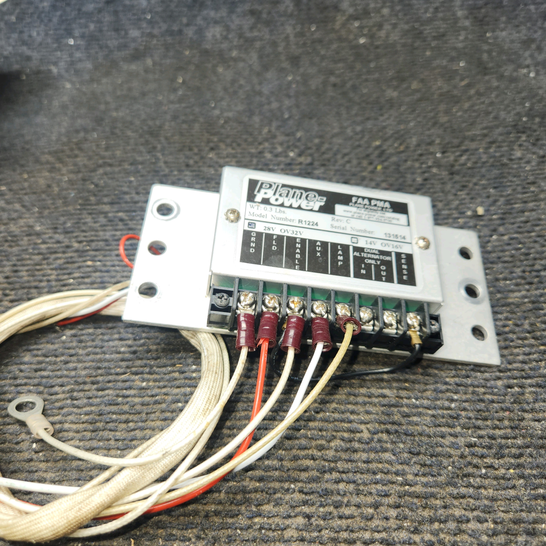 Used aircraft parts for sale, R1224 Plane Power OV16V Cessna 172E Alternator Voltage Regulator (Volts: 14/28)