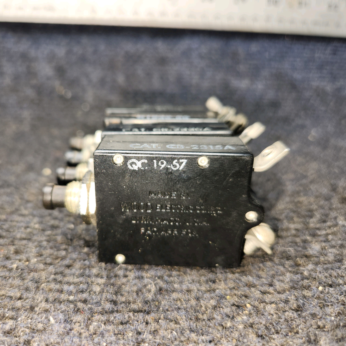 Used aircraft parts for sale, S1232-55, CB-2330A, CB-2315A, CB-2340A Cessna C175 Circuit Breaker Lot of Four(4) 15A/30A/40A/55A