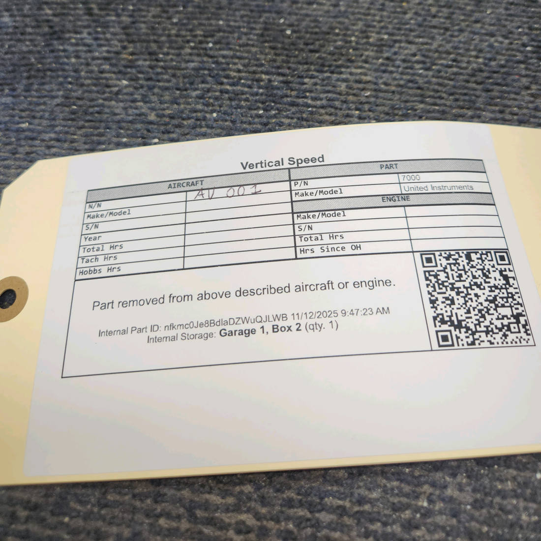 Used aircraft parts for sale, 7000 United Instruments Cessna 182 Vertical Speed