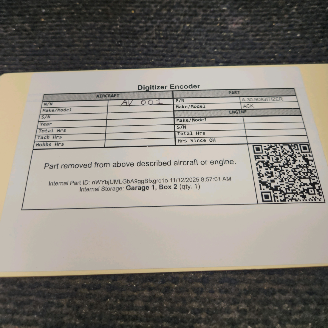 Used aircraft parts for sale, A-30.9 DIGITIZER ACK A-30.9 Beechcraft 95-B55 Digitizer Encoder
