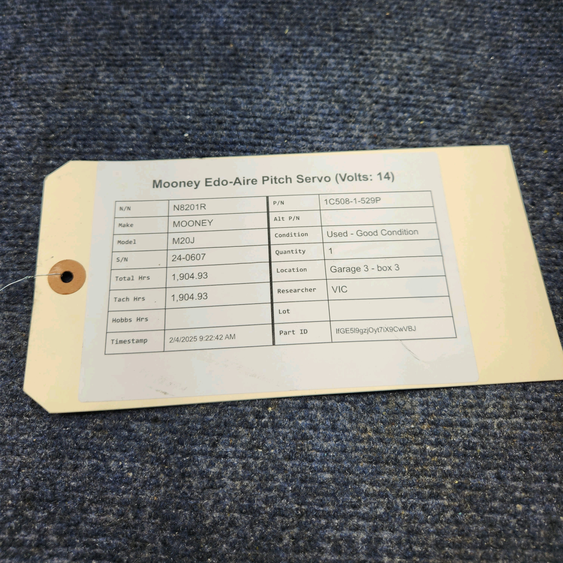 Used aircraft parts for sale, 1C508-1-529P EDO-AIRE Century III MOONEY M20J PITCH SERVO (VOLTS: 14)