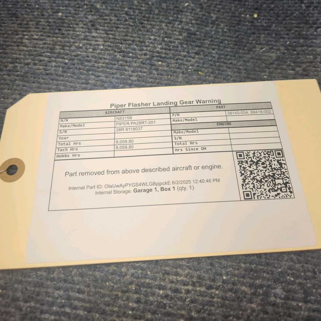 Used aircraft parts for sale, 38149-004 PIPER PA28RT-201 Flasher Landing Gear Warning