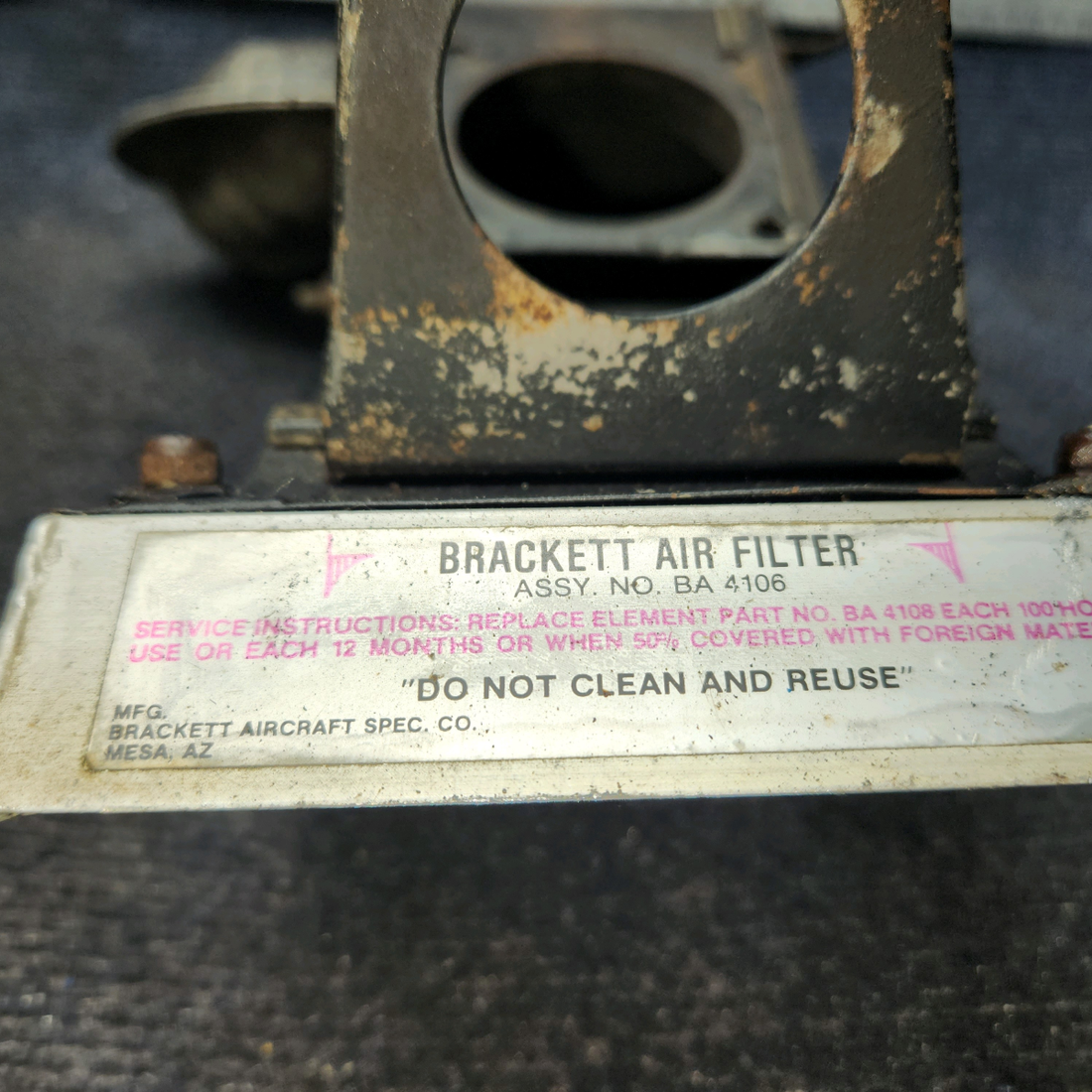 Used aircraft parts for sale, 628122 Continental O-200 Cessna C-150J Carburetor Air Intake Housing (Airbox)
