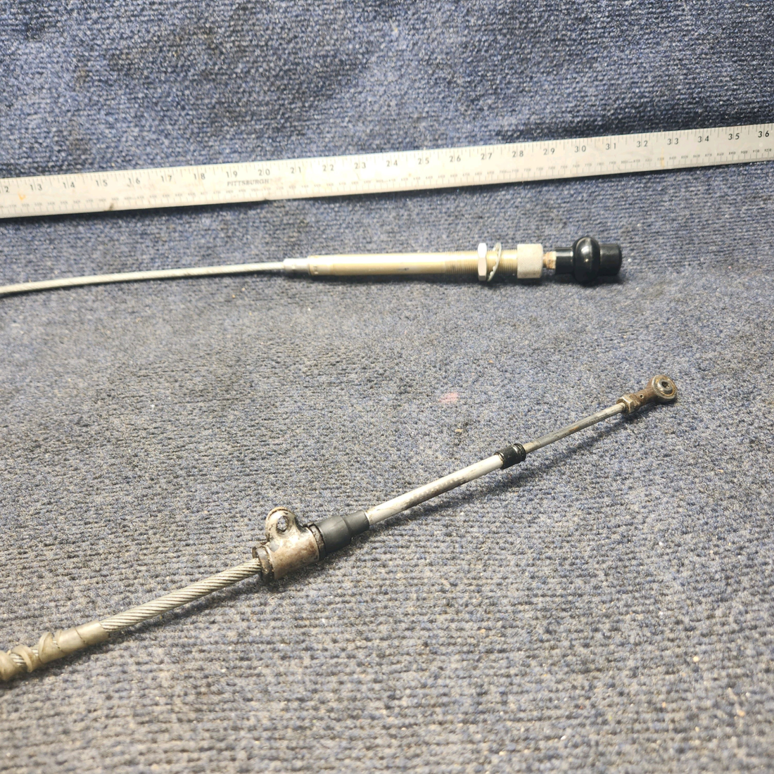 Used aircraft parts for sale, 169-940013-15 Beechcraft A24R Throttle Control Cable VERNIER (Length: 58-3/4") PLASTIC IS BROKEN SEE PHOTOS