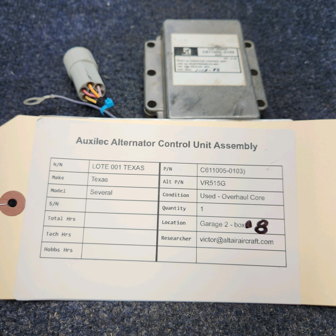 Used aircraft parts for sale, C611005-0103) Cessna Texas Several AUXILEC ALTERNATOR CONTROL UNIT ASSEMBLY