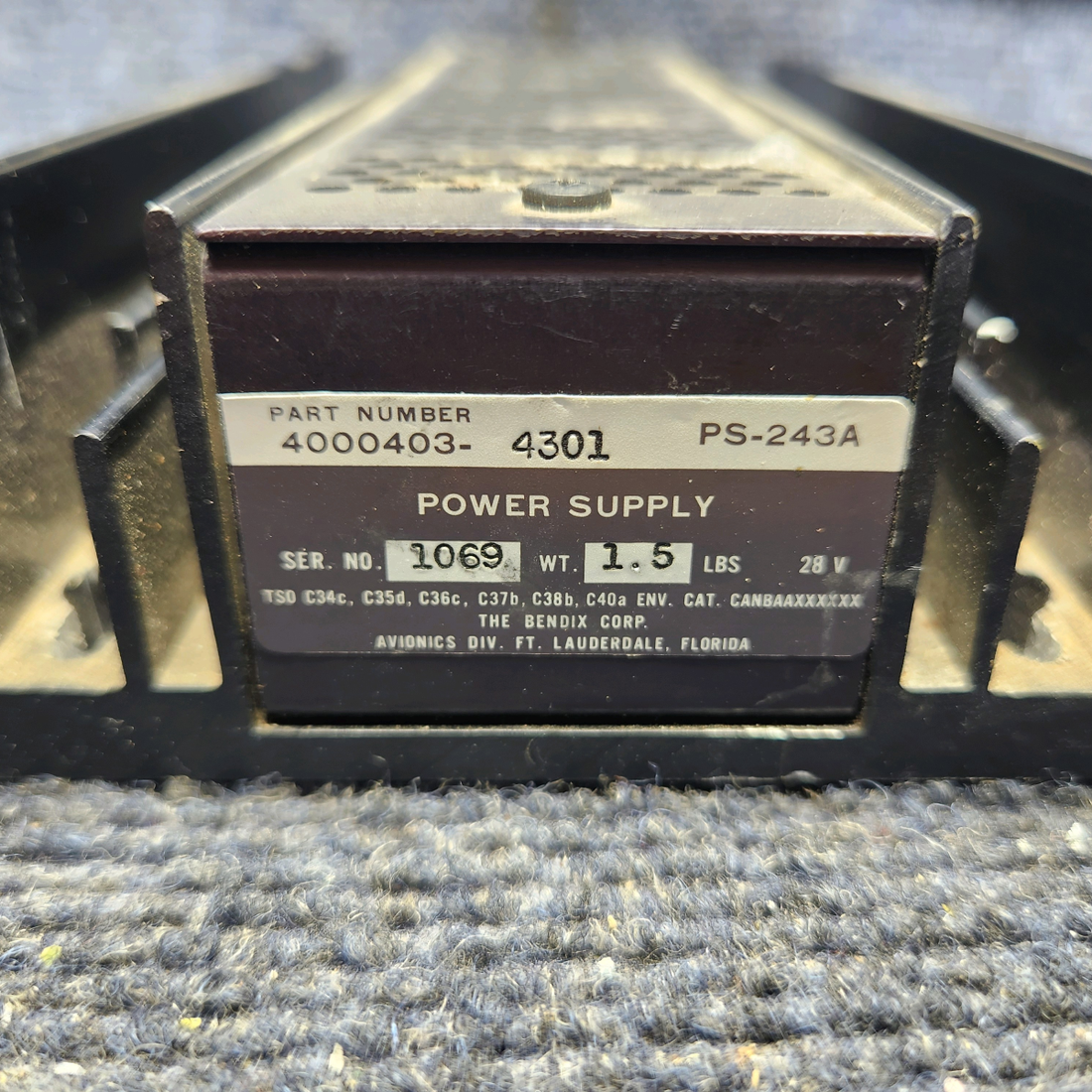 Used aircraft parts for sale, 4000403-4301 Bendix PS-243A POWER SUPPLY (VOLTS: 28)