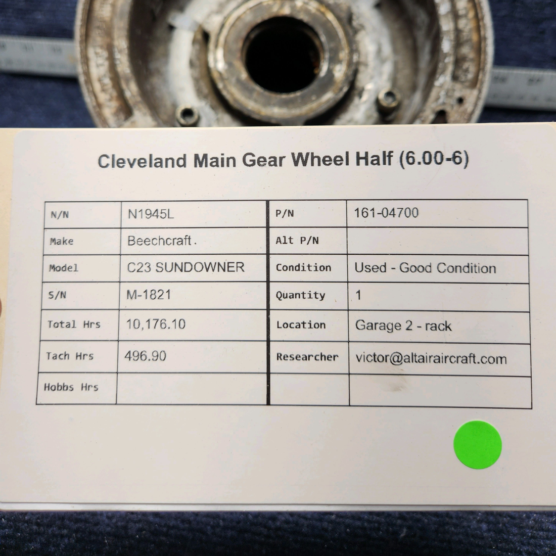 Used aircraft parts for sale, 161-04700 Cleveland  [part_model] Beechcraft C23 SUNDOWNER CLEVELAND  MAIN GEAR WHEEL (6.00-6)
