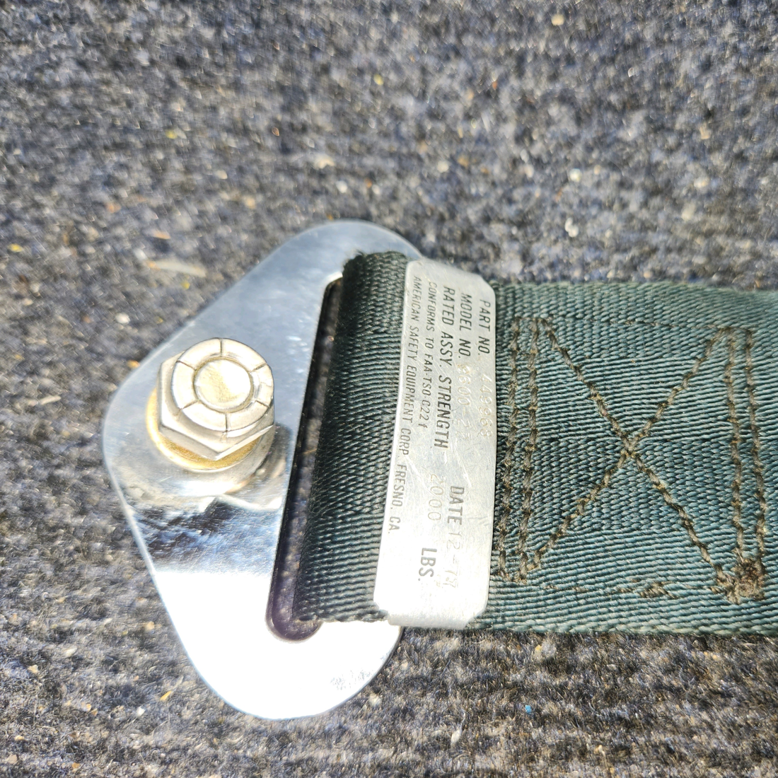 Used aircraft parts for sale, 449965-421-2264 AM-Safe 9600-22 Piper PA28-161 Seatbelt Assembly
