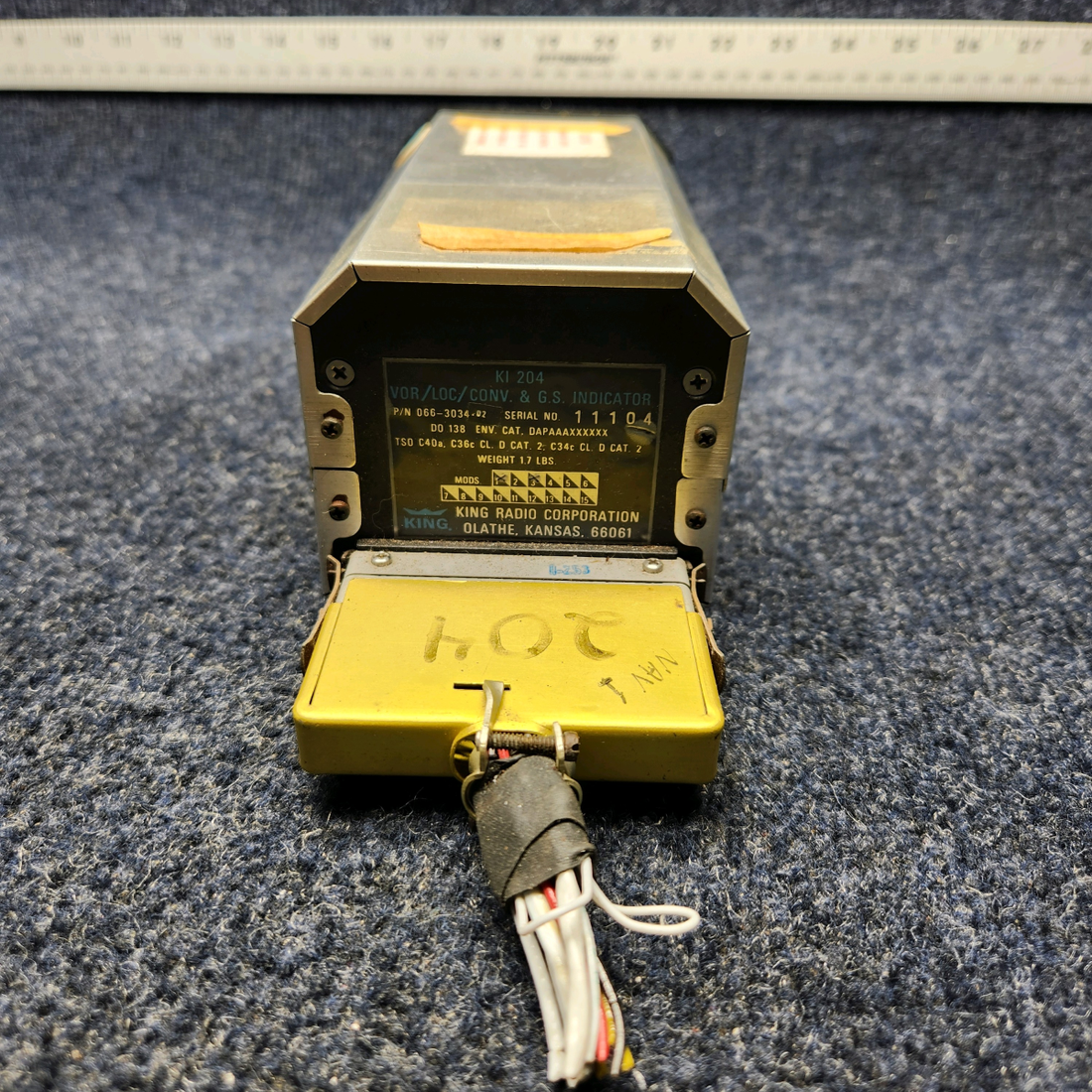 Used aircraft parts for sale, 066-3034-02 Mooney M20J KING KI 294 VOR LOG INDICATOR W/ GS AND CONNECTOR