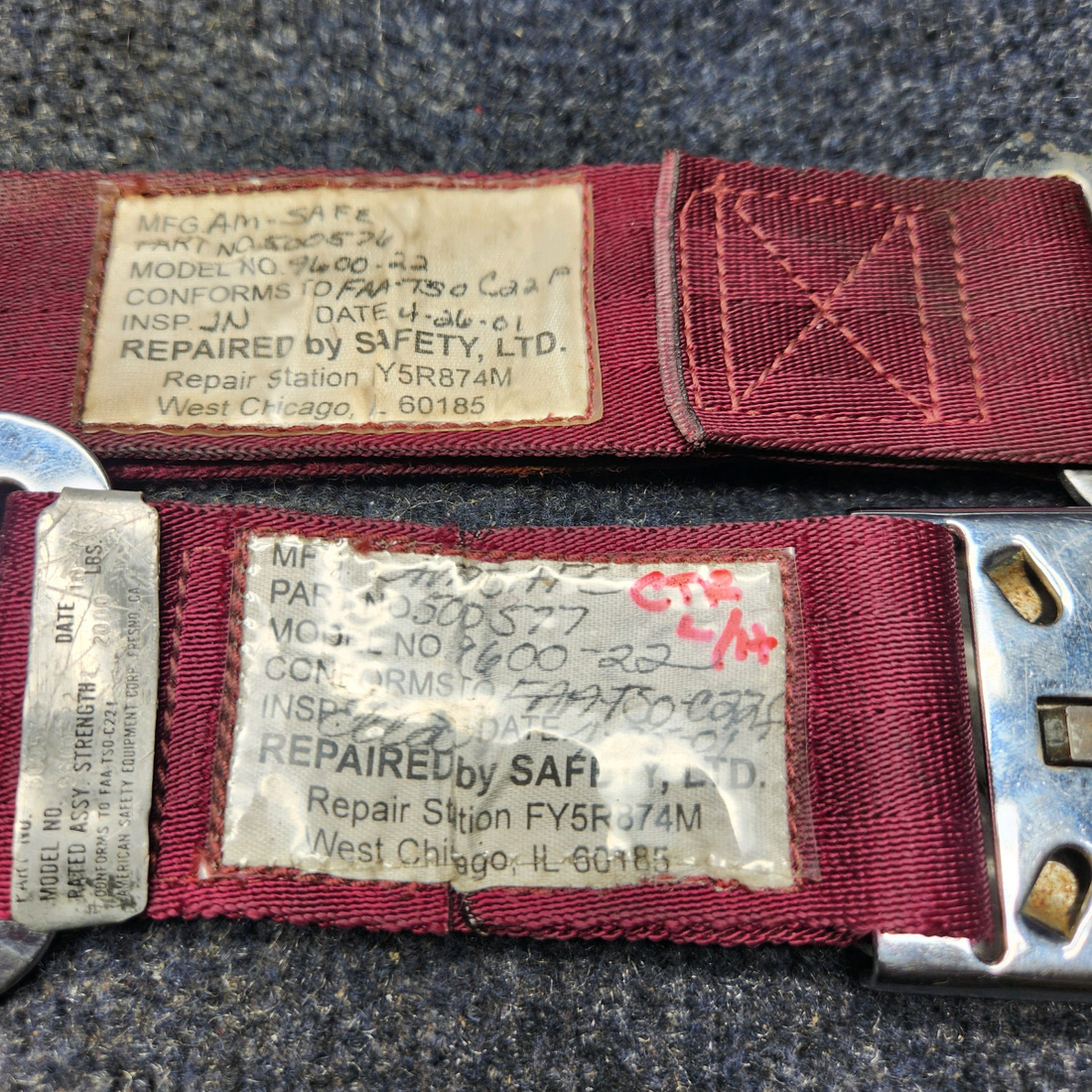 Used aircraft parts for sale, PS50039-4-3A Piper PA32RT-300 SEAT BELT ASSY CENTER