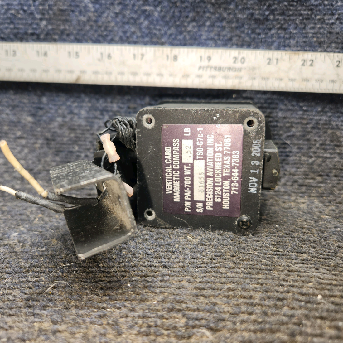 Used aircraft parts for sale, PAI-700 Precision Aviation piper PA-28-181 Vertical Card Magnetic Compass Indicator - Lighted