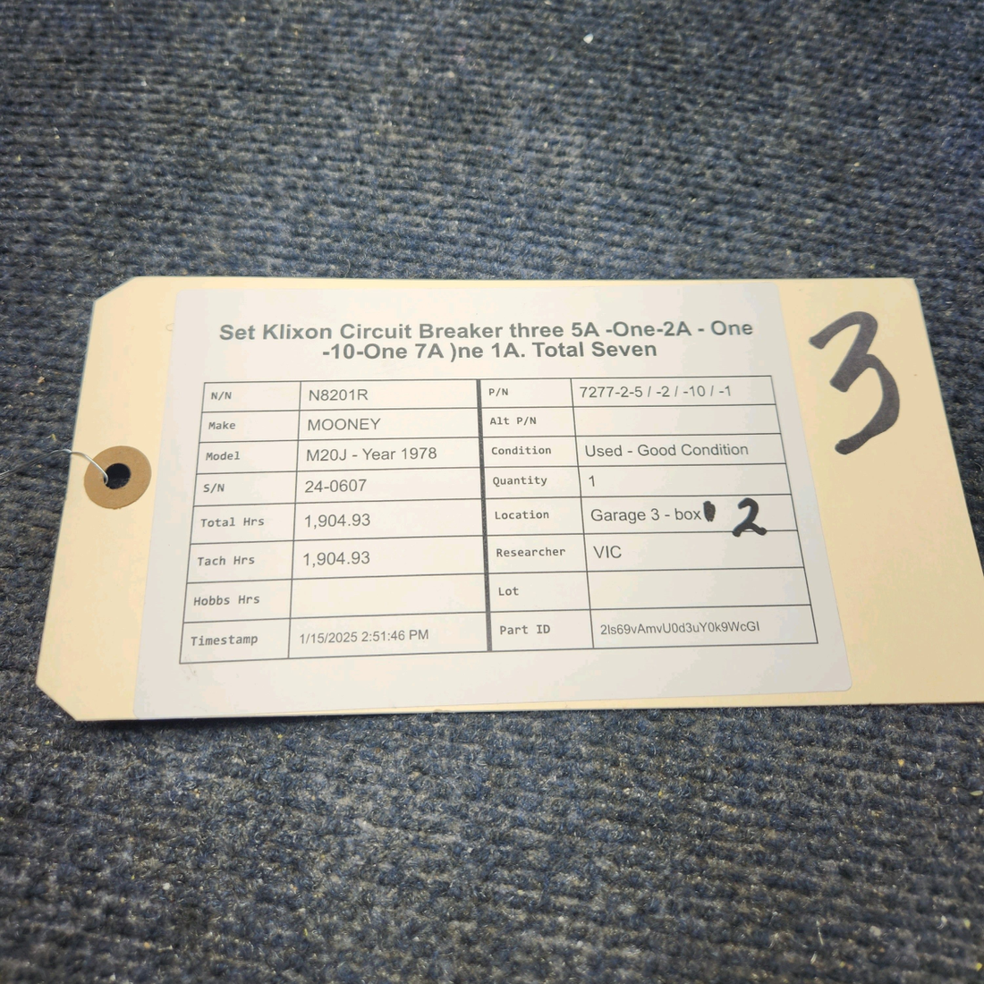 Used aircraft parts for sale, 7277-2-5 / -2 / -10 / -1 MOONEY M20J SET KLIXON CIRCUIT BREAKER THREE 5A -ONE-2A - ONE -10-ONE 7A )NE 1A. TOTAL SEVEN