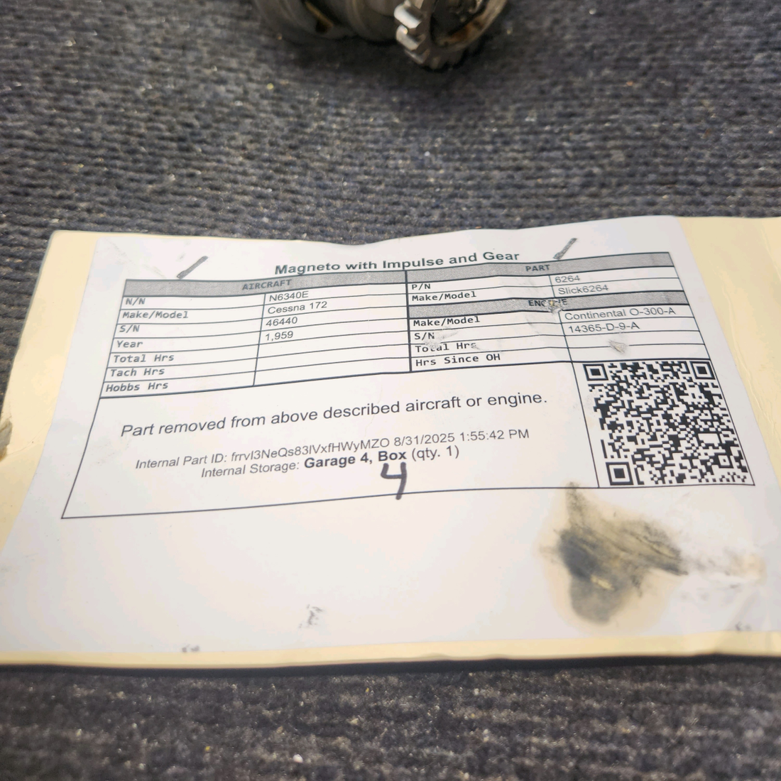 Used aircraft parts for sale, 6264 Slick 6264 Cessna 172 Magneto with Impulse and Gear